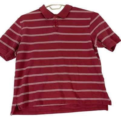 Camisa Polo Great Northwest Hombre 2XL Borgoña Blanco Gris Rayas Manga Corta AGUJERO Foto 1 de 4