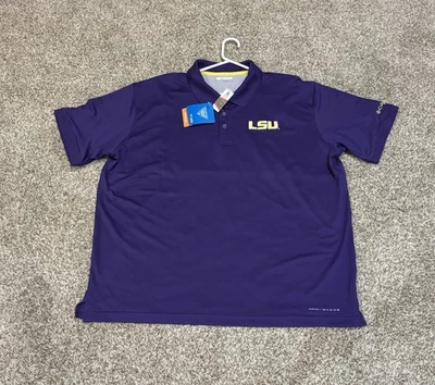 MENS Size XL LSU Tigers Columbia PFG Tamiami Short Sleeve Polo Shirt NWT - Image 1 of 2