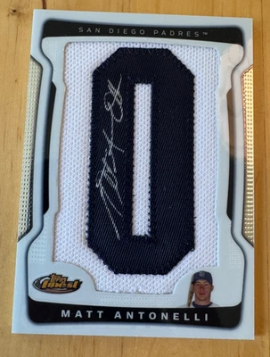 2009 Topps Finest Auto Letter O Patch Matt Antonelli /107 Padres Rookie RC - Image 1 of 2
