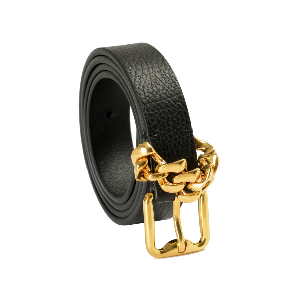 Cinturón de cuero negro para mujer Burberry "Cadena con hebilla B" talla S Foto 1 de 4