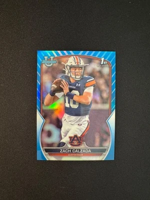 2022 Bowman University Chrome - Zach Calzada #93 Blue Refractor /199 (RC) - Image 1 of 2