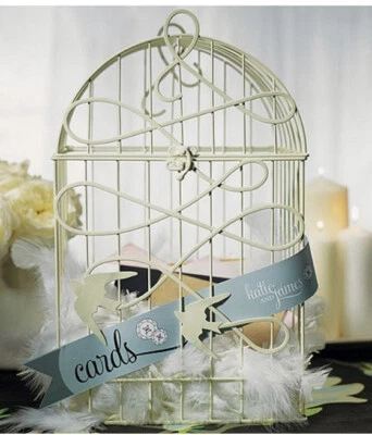 Portatarjetas weddingstar Birds in Flight Birdcage buenos deseos decoración amor blanco Foto 1 de 4