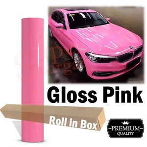 Glossy Pink Car Vinyl Wrap Pink Vinyl Stickers Decals Sticker Film 152cm x 50cm - Picture 1 of 4