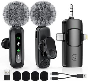 Wireless Lavalier Microphone for iPhone, Android, USB C, PC, Camera Video Record - Picture 1 of 7