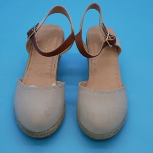 PIZZ ANNU Women's Espadrille Low Wedge Heel Sandals with Buckle Ankle Strap - Picture 1 of 6