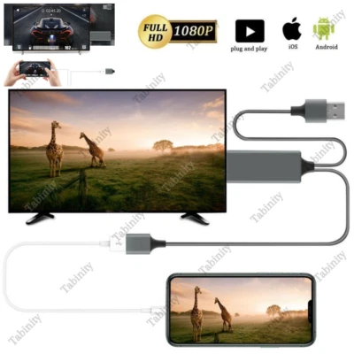 1080P HDMI Mirroring Cable Phone to TV HDTV Adapter Cord for iPhone iPad Android - Image 1 of 4