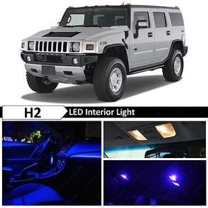 Blue Interior + License Plate LED Lights Package Kit for 2003-2009 Hummer H2 - Picture 1 of 8