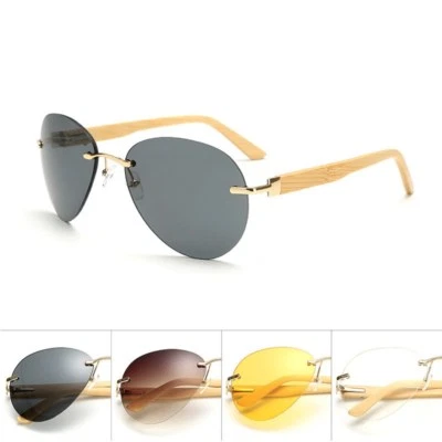 2020 Avitor Metal Frame Bamboo Legs Sunglasses Men's Outdoor Driving Glasses New - Image 1 of 4