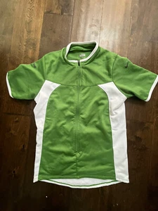 Womens NIKE Dri Fit Cycling Jersey Top Size Small Green 3/4 Zip Cargo Pockets - Picture 1 of 3