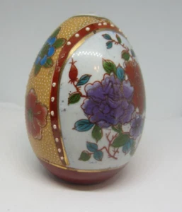 Uovo vintage dipinto a mano geisha giapponese orientale con oro alto 3 1/2" decorativo - Foto 1 di 11