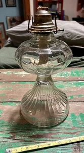 Antique AMFRICA Clear Glass Oil Hurricane Lamp Made in USA - Picture 1 of 6