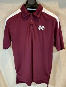 Retro Mississippi State Bulldogs Shirt Herren M weinrot Polo von Club Wear - Bild 1 von 3