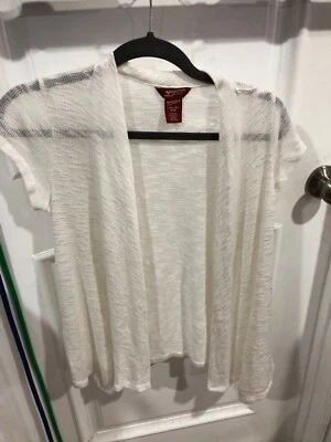 Cárdigan Arizona Jean L 14 1/2”.16 1/2” Plus Color Blanco Off Manga Corta Foto 1 de 4