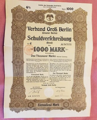 ALEMANIA - BERLÍN GRANDE - 1000 MARCOS - STOCK - 1920 - ESCASO - #0633 Foto 1 de 3