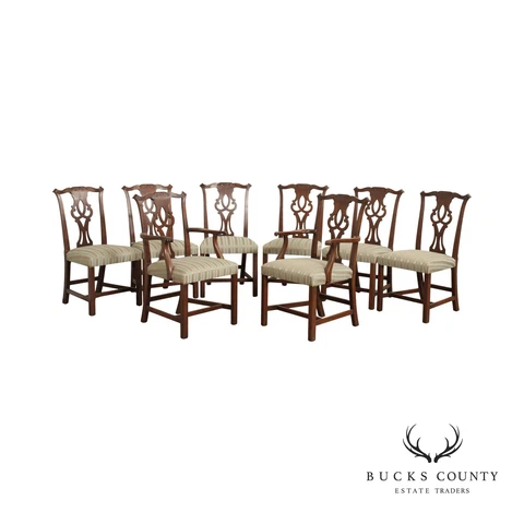 Kittinger Chippendale Style Set Eight Mahogany Dining Chairs Cover