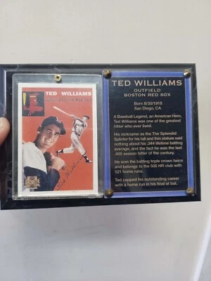 Ted Williams Red Sox Card on 5"x7" Marbled Plaque W/info - Image 1 of 4