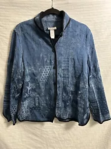 Draper's & Damon's Blazer Jacke Blumenmuster bestickte Applikationen Denim Größe L - Bild 1 von 7