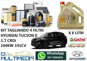 KIT TAGLIANDO FILTRI OLIO CASTROL 5W30 HYUNDAI TUCSON II 1.7 CRDI 104KW 141 CV - Foto 1 di 2