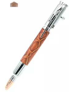 Bolt Action Pen - verchromtes Metall - Schlangenhaut aus Kupferimitat - Bild 1 von 12