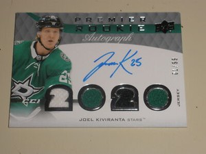 2020-21 UD Premier Rookie Autograph Auto Quad Jersey Joel Kiviranta 01/99 RC
