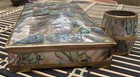 Vintage Abalone Brass Rosewood Mexican Box With Matching Container