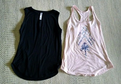 Two  Exercise and Fitness  Tops , black  and pink  - Image 1 of 4