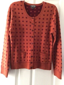 BKLYN INDUSTRIES CARDIGAN BURNT ORANGE/REDDISH DOTS SIZE L NEVER WORN NEW/WOTAGS - Picture 1 of 7