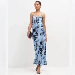 Neu mit Etikett Reformation blau geblümt Parma Seide Maxikleid in Beatriz XL - Bild 1 von 11