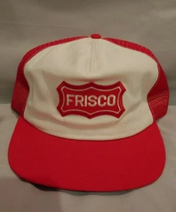 Vintage 80s Frisco Railroad Red Mesh Trucker Snapback Hat Cap NOS Unworn - Picture 1 of 7