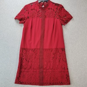 Kensie Dress Red Lace Sheath Short Sleeve Knee Length Womens Size XS - Picture 1 of 10