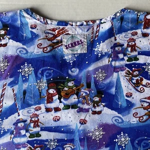 S.C.R.U.B.S. Scrub Top Size Large Christmas Holiday Snowman Music Singing - Picture 1 of 5