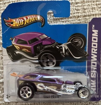 Tarjeta corta Hot Wheels HW Showroom Surf Crate International variación púrpura 2013 Foto 1 de 2