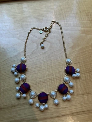 TALBOTS Gold Tone Multicolored Crystal Flower Statement Necklace T490 - Image 1 of 4