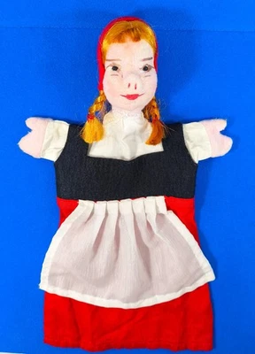 HANDPUPPE ROTKÄPPCHEN Dresdner Künstlerpuppe Stoffkopf Kasperpuppe 35 cm älter - Bild 1 von 2
