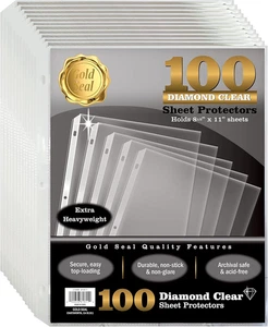 100 Count Diamond Clear Extra Heavyweight Sheet Protectors, 4 Mils Strong,8.5 X - Picture 1 of 12