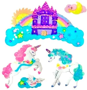 EINHORN FANTASY **SELTEN** glitzernde Sandylion Aufkleber - 1 qm ~VINTAGE~ - Bild 1 von 1