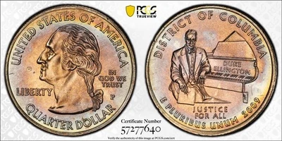 MS66 2009-P 25C Washington District of Columbia Quarter, PCGS- Rainbow Toned - Image 1 of 3