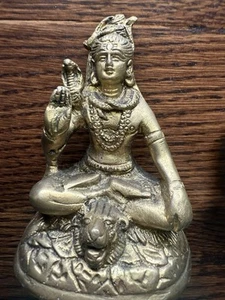 Vintage Brass Hindu Statue of Lord Shiva in Meditation Pose – Intricate Detail - Picture 1 of 4