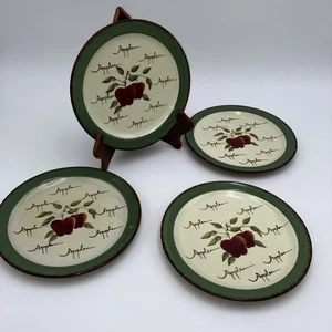 SET 4 Home Interiors Apple Orchard Collection Earthenware 7 7/8" Salad Plates - Picture 1 of 4