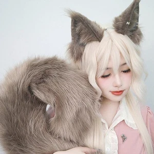 Halloween Animal Squirrel Ears Headband Tail Faux Fur Party Costume Cosplay Prop - Picture 1 of 13