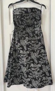 Luly K Juniors Black White Floral Strapless Party Cocktail Dress Size Large - Picture 1 of 6
