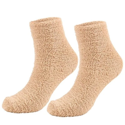 Hombres Coral Polar Calcetines Acogedores Suaves Invierno Cálidos Esponjosos Acogedores Zapatilla Calcetín Foto 1 de 4