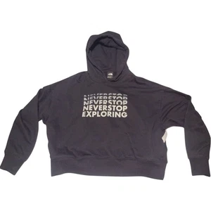 North Face Hoodie Women's Size Large Black Cropped Never Stop Exploring Logo - Picture 1 of 13