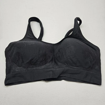 Bali Women Bra Large Black Floral Bralette Wireless Lace Knit Strap - Image 1 of 4