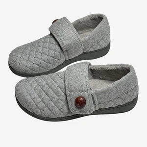 Vionic Jackie Clog Hausschuhe Damen Größe 7 grau gesteppt Flanell Kunstfell drinnen - Bild 1 von 10