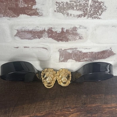 Cinturón y hebillas vintage Mimi Di N para mujer 1974 tono dorado cabezas de león MCM moda Foto 1 de 4