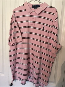 Polo Ralph Lauren Shirt Men’s XXL Classic Fit Pink Striped Short Sleeve Polo - Picture 1 of 5
