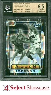 1996 BOWMAN'S BEST RETRO ATOMIC REFRACTOR #TB13 ALLEN IVERSON RC HOF BGS 9.5 - Image 1 of 4