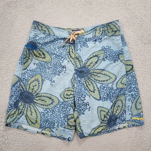 Patagonia Board Shorts Mens 38 Blue Floral Underwater Wavefarer Swim Surf Button - Picture 1 of 14
