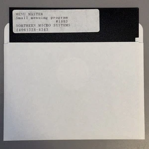 MENU MASTER Small Menuing Program #1883 NORTHERN MICRO SYSTEMS | 5.25” Diskette - Picture 1 of 3